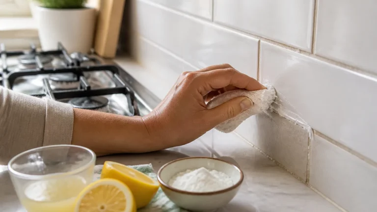 Il trucco dei 15 minuti con limone e bicarbonato per piastrelle di cucina brillanti